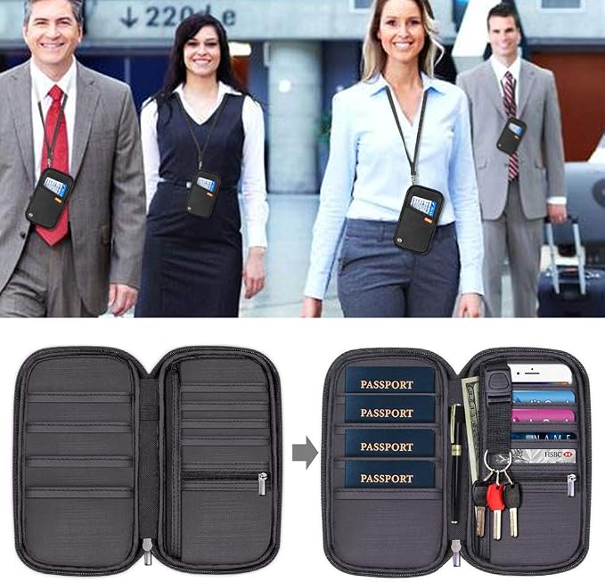 RFID Family Passport Wallet Holder Waterproof, Travel Document Organizer Credit - Image 2