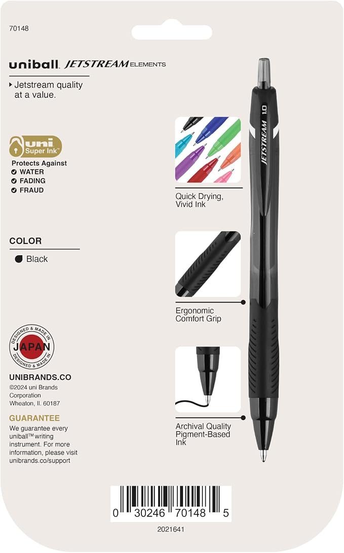 uniball Jetstream Elements Ballpoint Pens, Medium Point, 5 Pack - Image 7