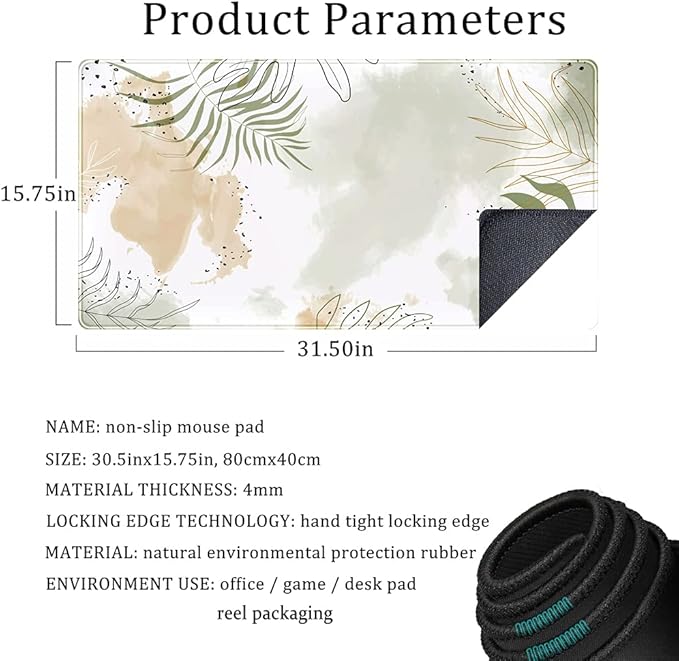 Keyboard mat Kawaii Mousepad Matcha Green Plant Abstract Accessories Desk pad Mouse mat for Desktop Gamer Girl Office Accessories for Women Pink Desk Organizer Large Gaming Pads …-DeskLoop Office