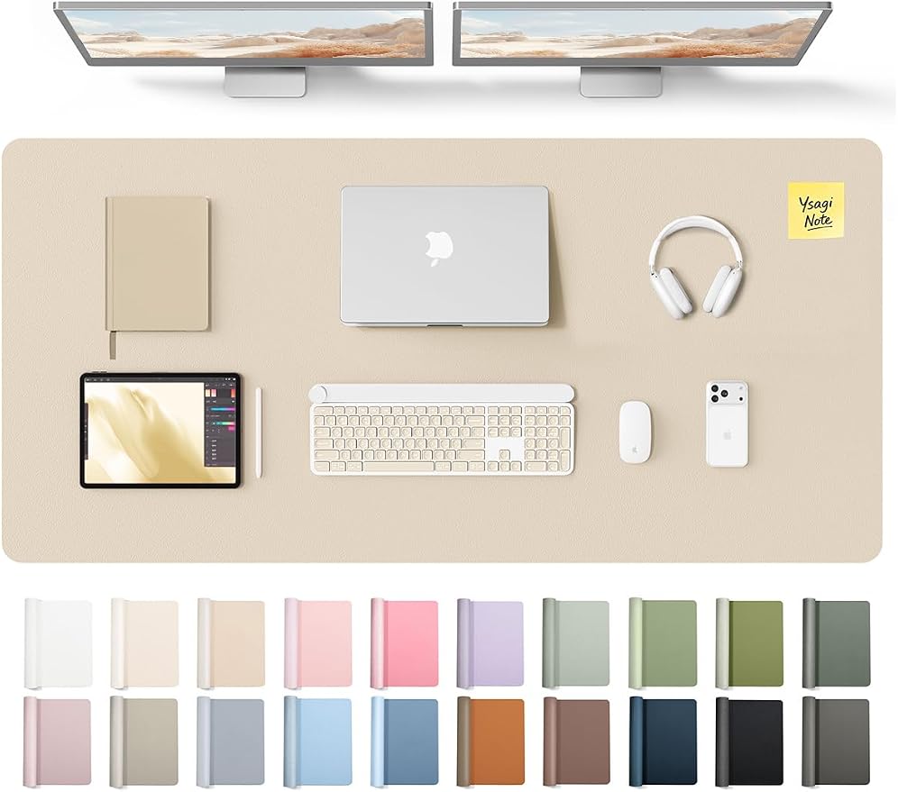 YSAGi Leather Desk Pad Protector, Office Desk Mat, Large Mouse Pad, Non-Slip PU by YSAGi