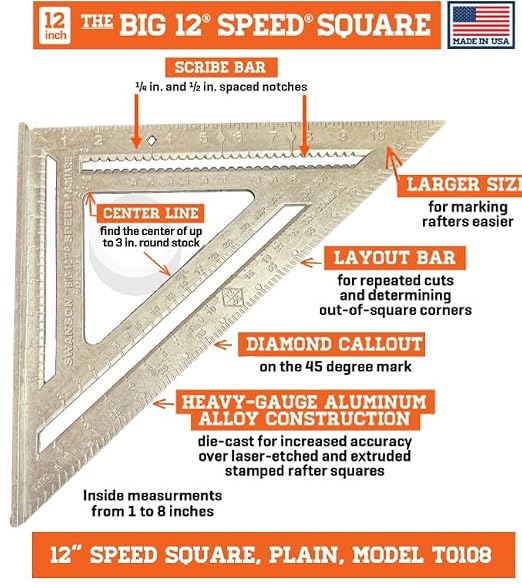 Swanson Tool Co., Inc Swanson T0108 Big 12 Speed Square Layout Tool - Image 6