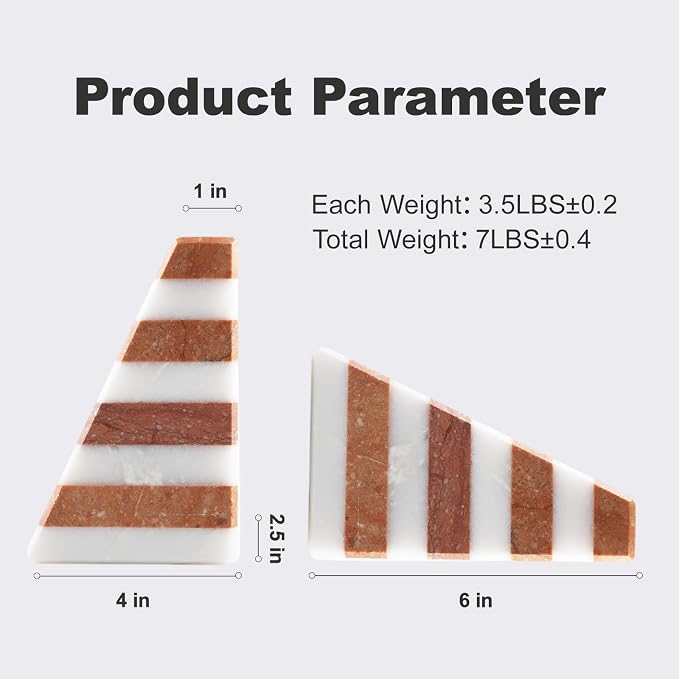 Karibiber Marble Book Ends, Non-Skid Bookends - Image 3