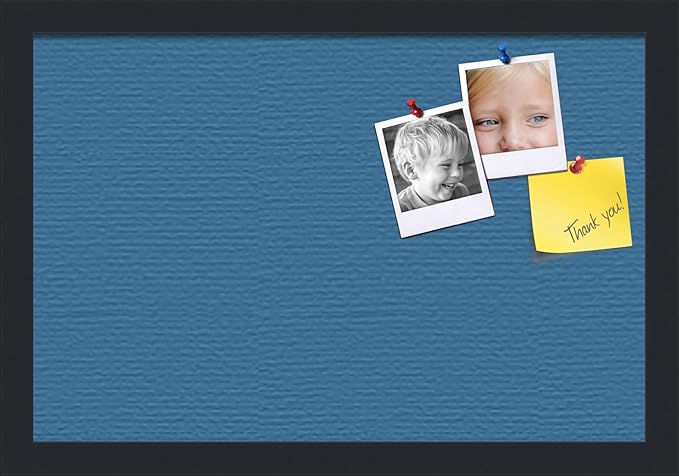 PinPix 18x12 Inch Cork Bulletin Board. This Decorative Framed Pin Board Comes with Navy Pastel Design and a Satin Black Frame. Ideal for Home Office Decor or Message Board (PinPix-1811)-DeskLoop Office
