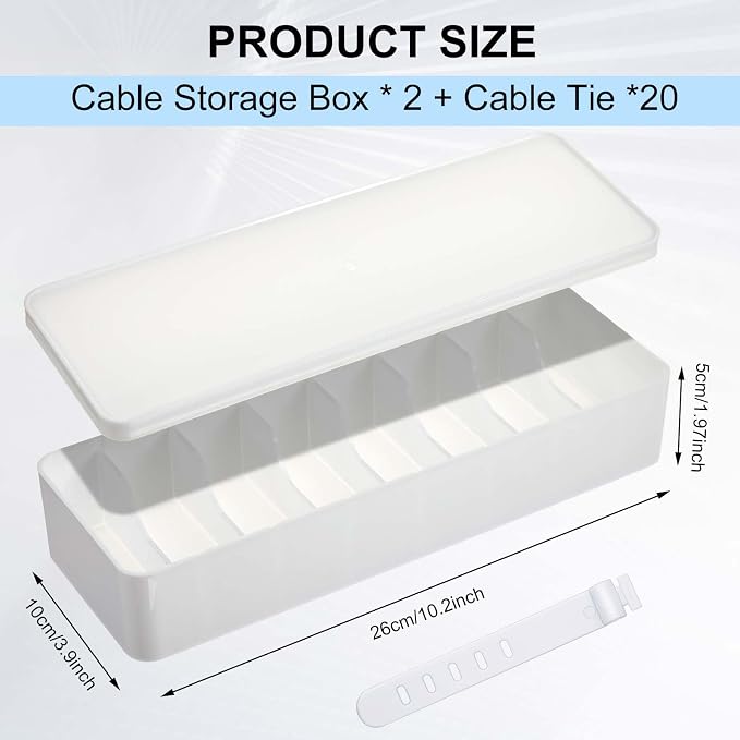Tatuo 2 Pcs Cord Organizer for Drawer Desktop, Cable Organizer Box - Image 2