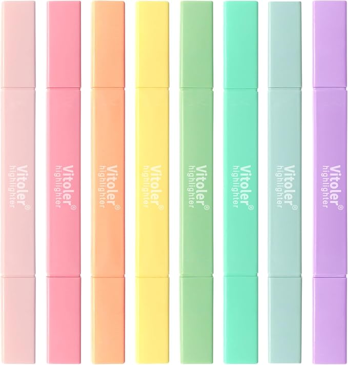 Vitoler 8pcs Aesthetic Highlighters, Chisel & Fine Tips Bible Highlighters | by VITOLER