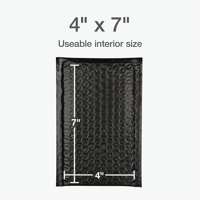 Quality Park Bubble Mailers, 4 x 8 Shipping Envelopes, Small Black Padded - Image 6