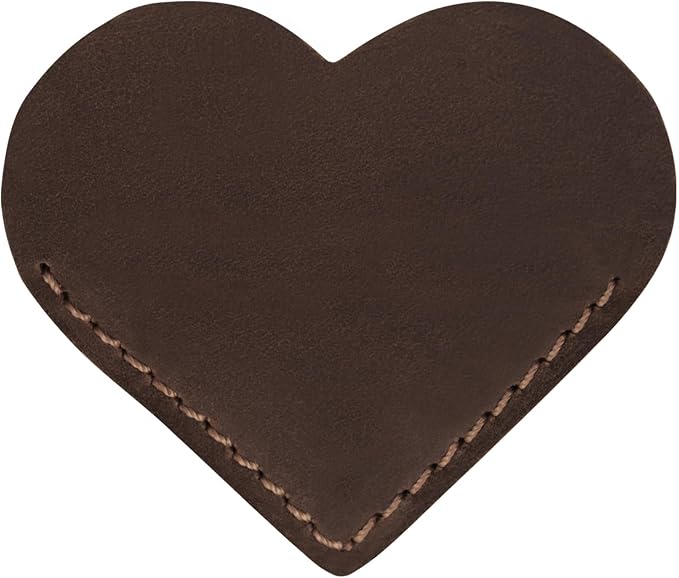 Jack&Chris Genuine Leather Heart Bookmark, Handmade Stitched Corner Page by JackChris