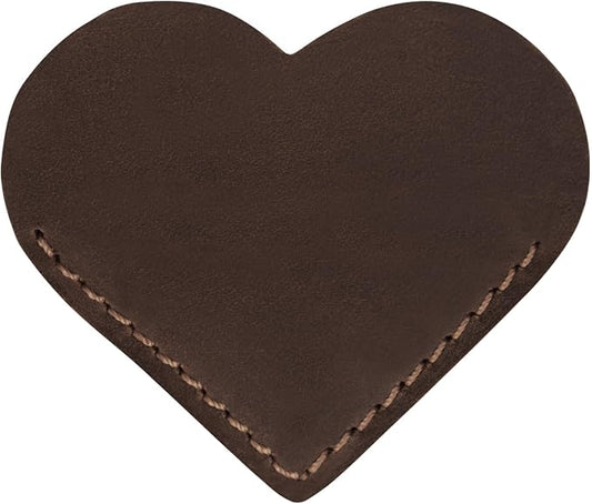 Jack&Chris Genuine Leather Heart Bookmark, Handmade Stitched Corner Page by JackChris