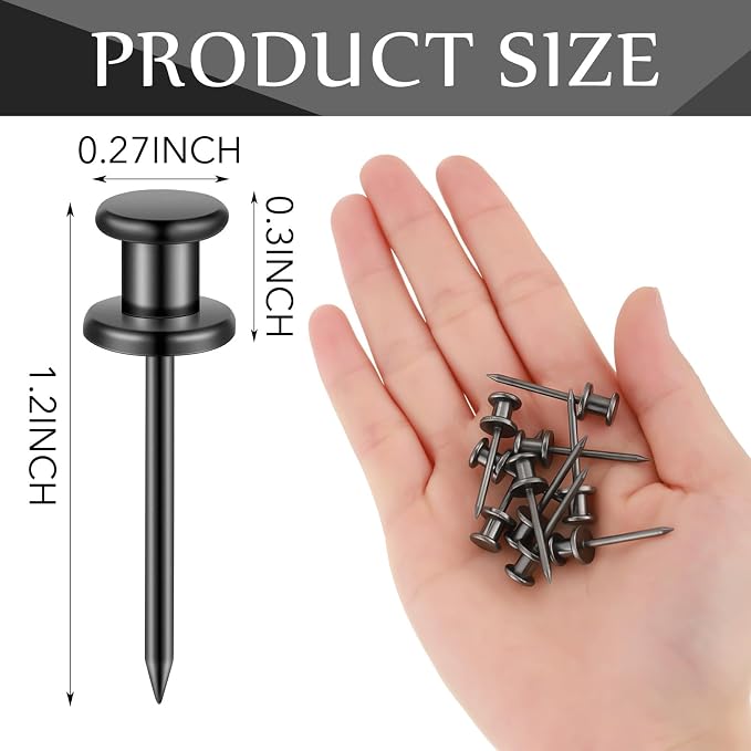Watersay 50 Pcs Double Headed Picture Hanging Nails Long Push Pins - Image 2
