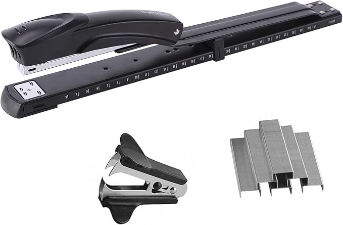 Long Reach Stapler, with 2000 Staples & Stapler Remover Full Strip，20-25 Sheet by Craftinova