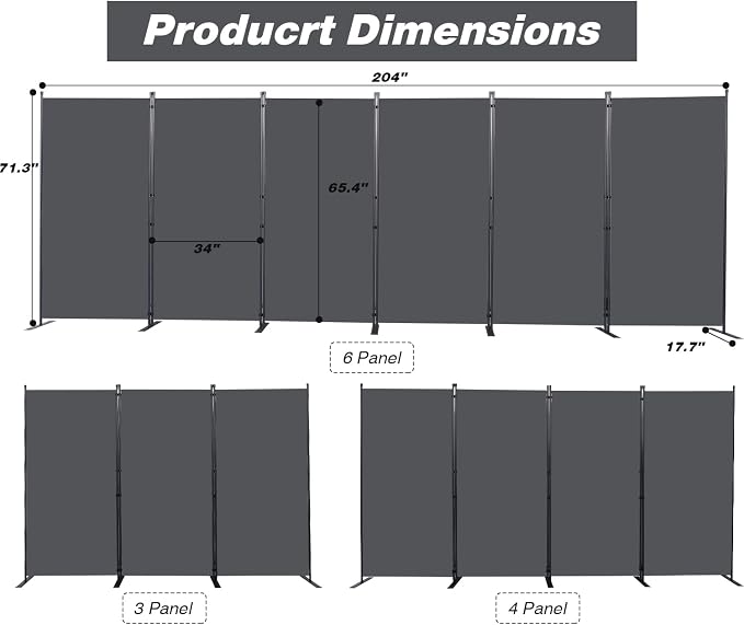 CHOSENM Room Divider, 6 Panel Folding Privacy Screens - Image 2