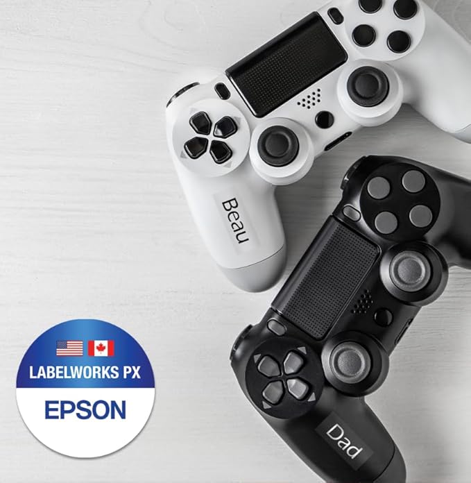 Epson LABELWORKS 224WMBPX Genuine PET (Polyester) Tape Cartridge - White on Matte Black Designer Craft Label Maker Tape - 1" (24MM) Wide, 26'-DeskLoop Office