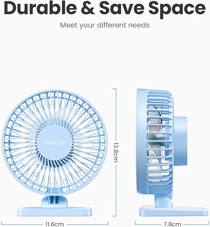 Gaiatop USB Desk Fan, Small But Powerful, Personal Portable Quiet 3 Speeds - Image 5