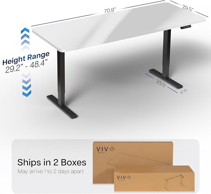 VIVO Electric Dry Erase 71 x 30 in Standing Desk, Memory Height Adjustment - Image 3