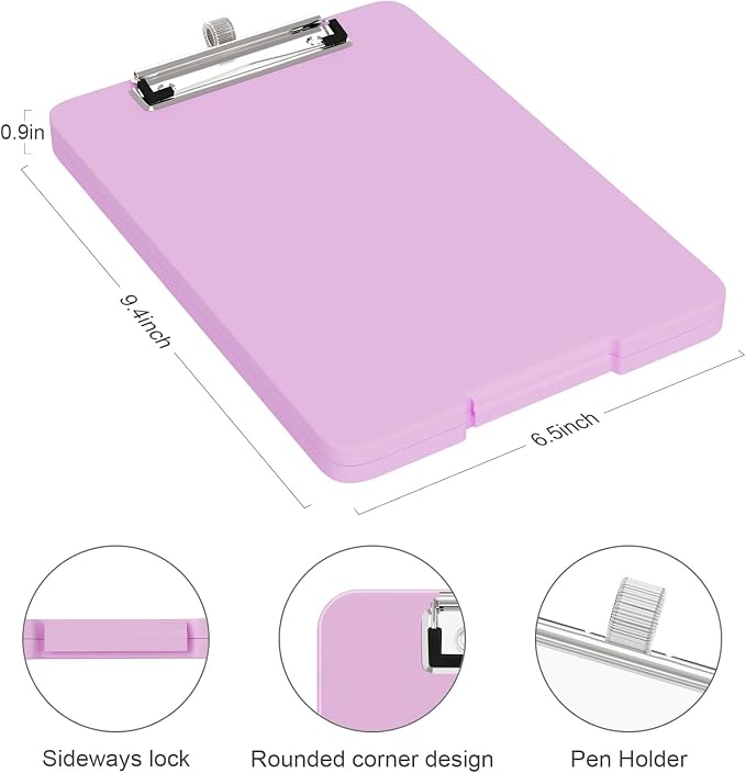 Piasoenc A5 Clipboard with Storage, Clip Board with Pen Holder, Deep Pink | A5 - Image 2