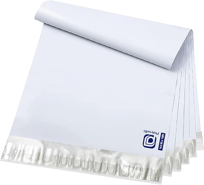 POLYSELLS 100 pcs 14.5x19 Inches White x Silver Poly Mailers Shipping Envelopes by POLYSELLS