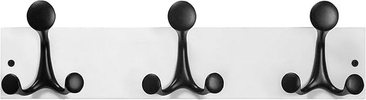 SKOLOO 17-Inch White Wood Coat Rack Wall Mount with 3 Triple Hooks - Ideal for Family Entrances, Classrooms, and Pet Supplies Storage - Perfect Coat Hooks for Wall-DeskLoop Office