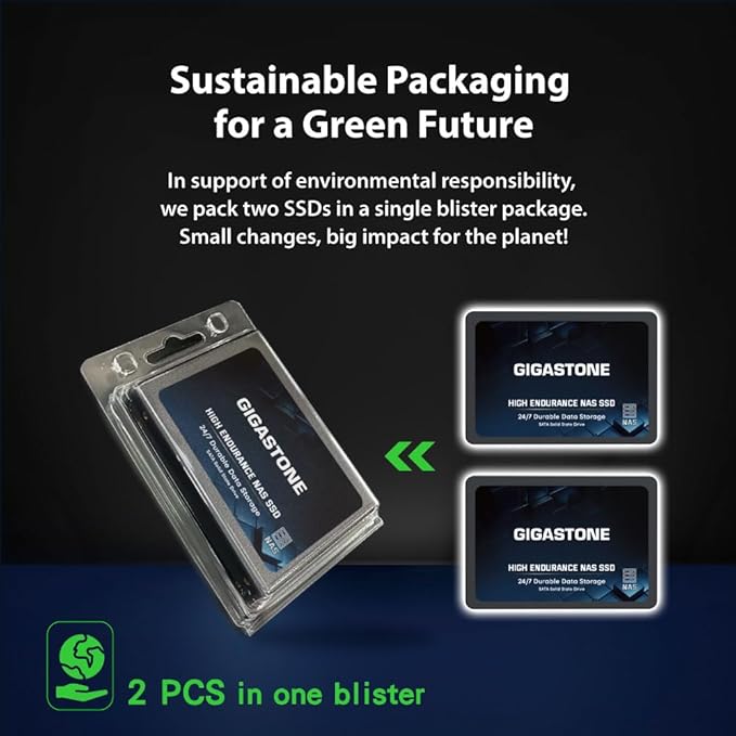 Gigastone 1TB NAS SSD Drive (2-Pack) 24/7 Durable TLC High Endurance RAID Data Storage Network Attached Storage 2.5" SATA Internal Solid State Hard Drives-DeskLoop Office