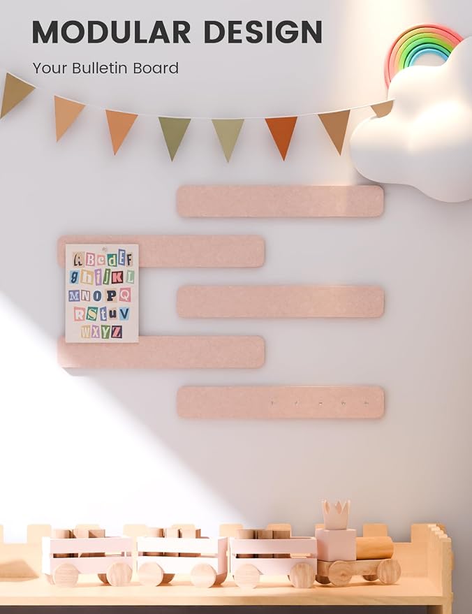Fluxynara Cork Board Alternative Felt Strip Board 5-Pack 13"x2", Office Pin - Image 5