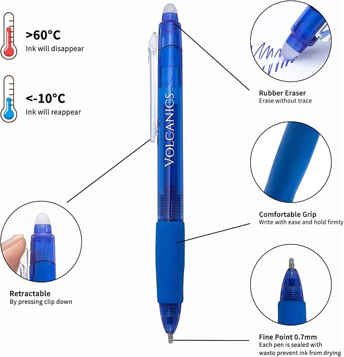 Volcanics Retractable Clicker Erasable Gel Pens - Image 3
