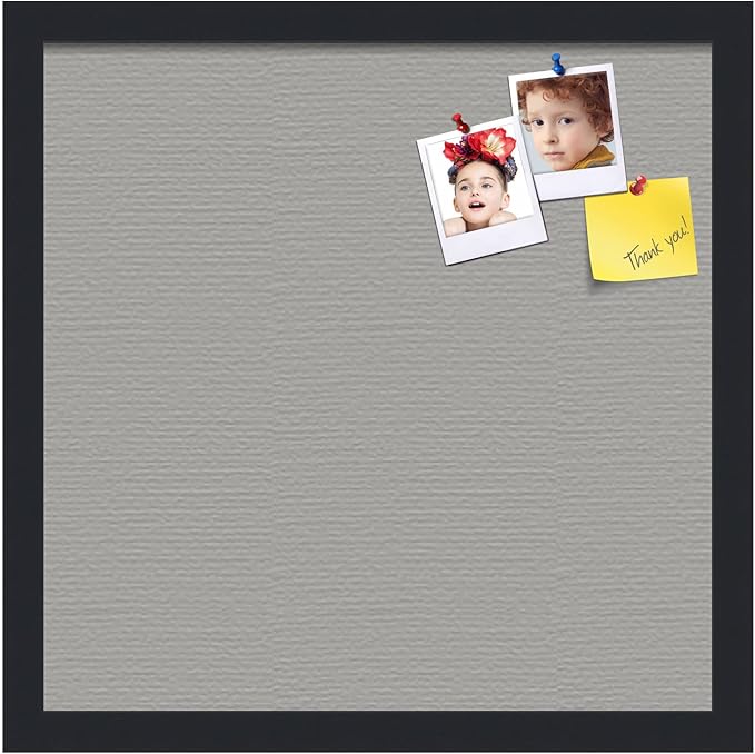 PinPix 16x16 Inch Cork Bulletin Board. This Decorative Framed Pin Board Comes with Dark Stone Design and a Satin Black Frame. Ideal for Home Office Decor or Message Board (PinPix-1808)-DeskLoop Office