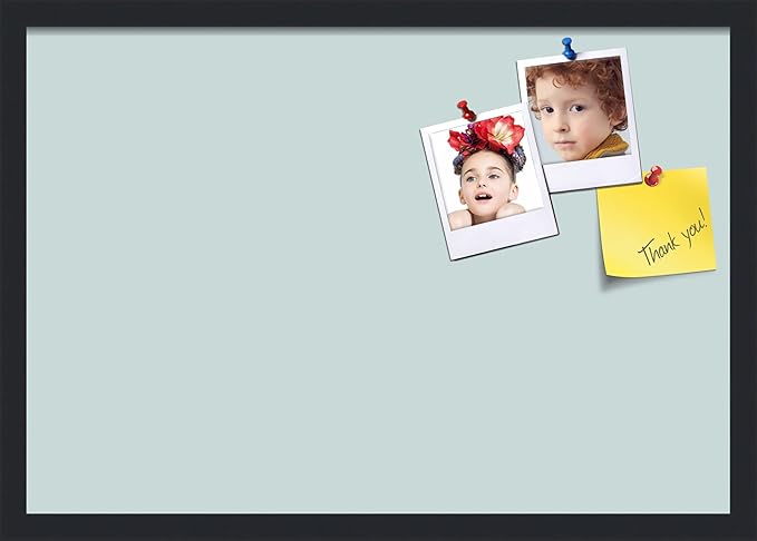 PinPix 26x18 Inch Cork Bulletin Board. This Decorative Framed Pin Board Comes with Soft Blue Design and a Satin Black Frame. Ideal for Home Office Decor or Message Board (PinPix-1814)-DeskLoop Office