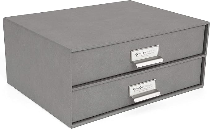 Bigso Box of Sweden Birger 2-Drawer Fiberboard Label Frame Document Letter Box by Bigso