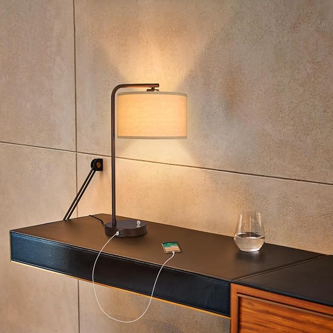 25" Tall Table Lamp with USB C+A Ports, Fully Stepless Dimmable Modern - Image 5