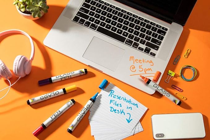 Glass Pen Window Marker: Liquid Chalk Pens for Glass, Whiteboard Markers with Washable Paint - Graduation, Car Windows, Mirror Pen, Storefront, Wedding, Parade, Party & Holiday (White, Jumbo Tip)-DeskLoop Office