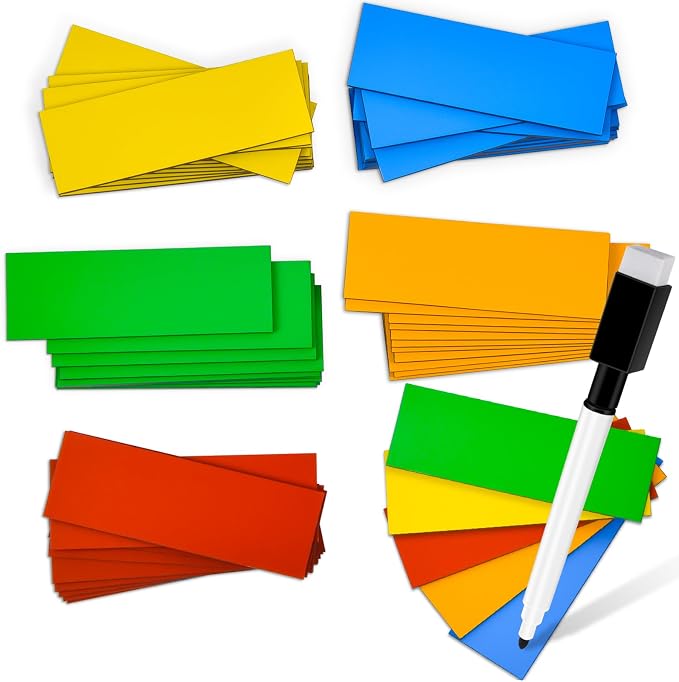 50 Pack Dry Erase Magnetic Labels 5 Colors Reusable Write On Magnets Sticker by FPMYB