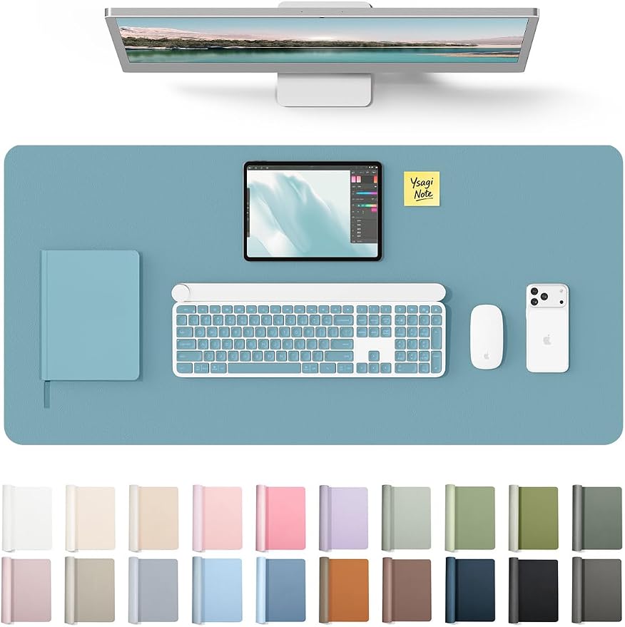 YSAGi Leather Desk Pad Protector, Office Desk Mat, Large Mouse Pad, Non-Slip PU by YSAGi