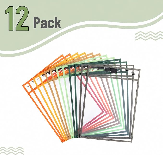 Mr. Pen- Reusable Dry Erase Pocket Sleeves, 12 Pack, Colorful | Autumn Color - Image 3