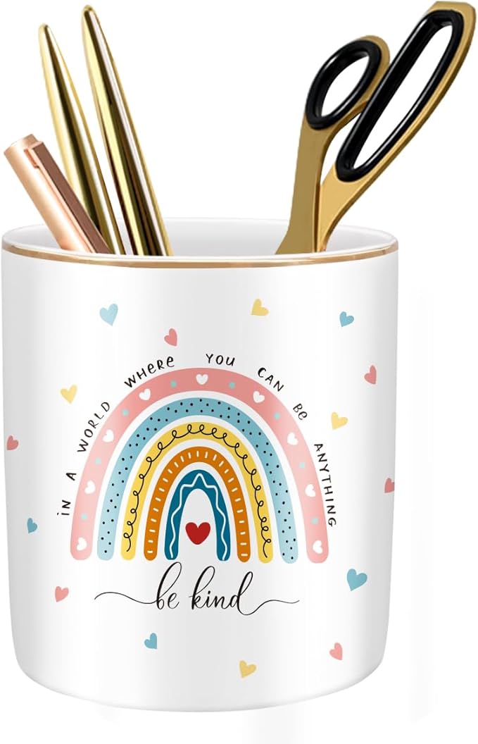 Pen Holder, Ceramic Durable Pencil Cup by WAVEYU