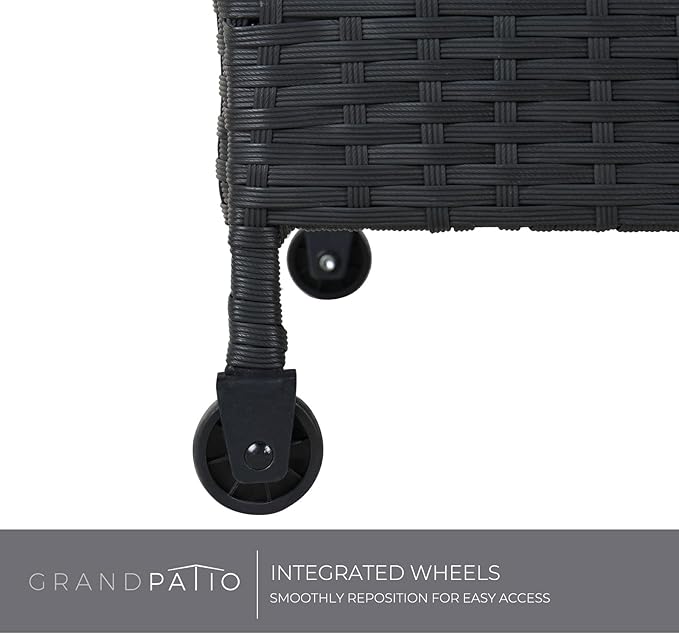 Grand patio 170 Gallon Deck Storage Box Deck Box Outdoor Storage Box Indoor Wicker Storage Bin Patio Storage Box for Patio Furniture Cushions Garden Tools Pool Accessories, Black-DeskLoop Office