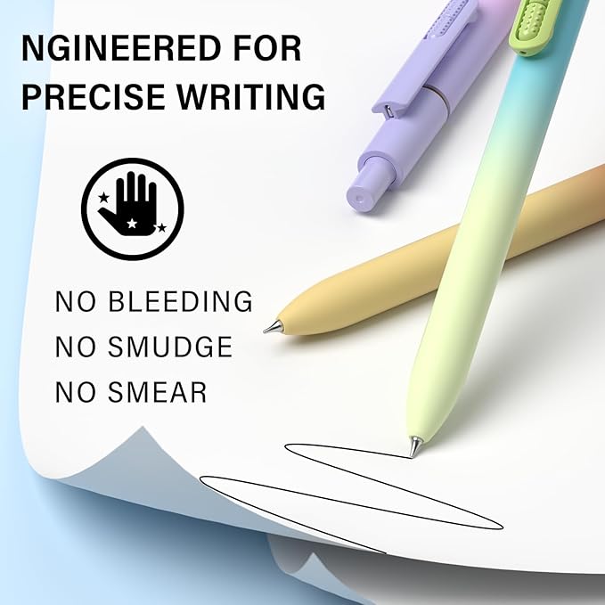 0.7mm Gel Pens Black Ink, 8 Pack Retractable Pens - Image 2