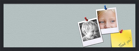 PinPix 36x12 Inch Cork Bulletin Board. This Decorative Framed Pin Board Comes with Soft Blue Design and a Satin Black Frame. Ideal for Home Office Decor or Message Board (PinPix-1814)-DeskLoop Office