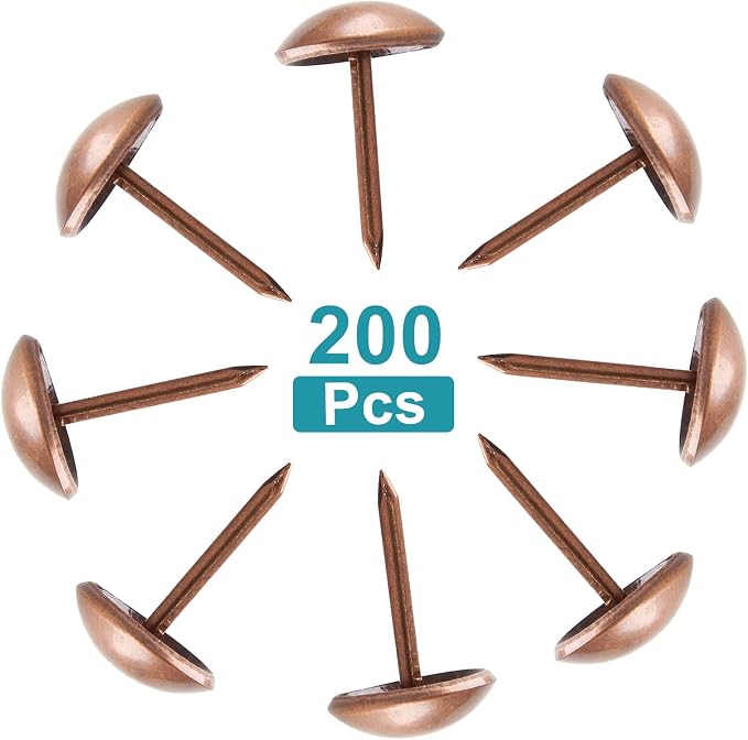 Piutouyar 200 Pcs Copper Upholstery Tacks Antique Metal Thumb Tacks Round Head - Image 5
