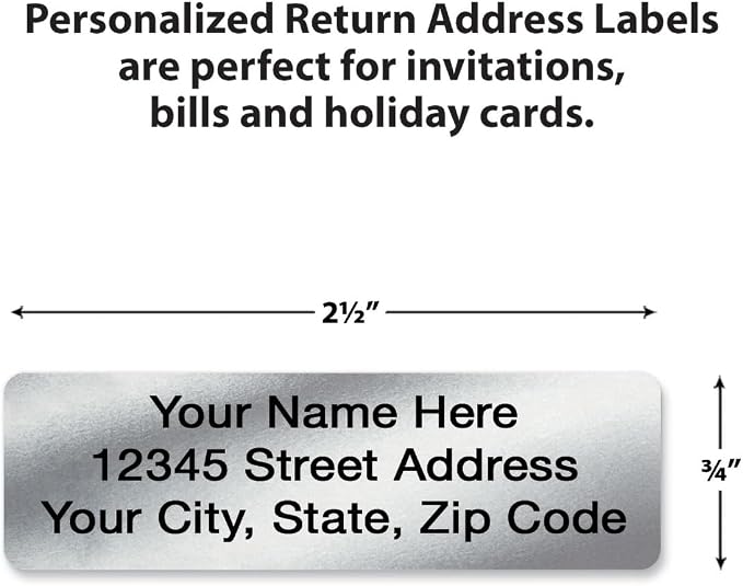 Personalized Return Address Labels, Roll of 125 Silver Foil Self-Adhesive - Image 2