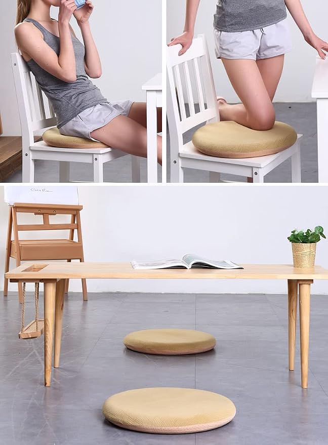 Sigmat Memory Foam Seat Cushion Anti-Slip Soft Round Chair Pad 18 Inch Camel - Image 7
