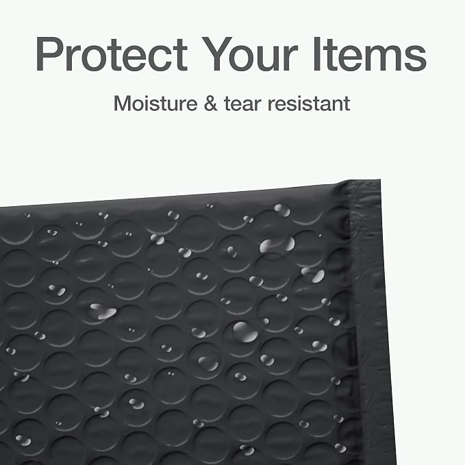 Quality Park Bubble Mailers, 4 x 8 Shipping Envelopes, Small Black Padded - Image 2