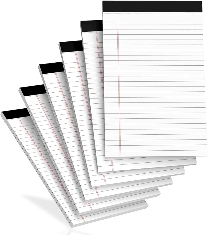 6 pcs Note Pads Legal Pads 5x8, Notebook College Ruled, 6 Pack Micro Perforated by Glyanlee