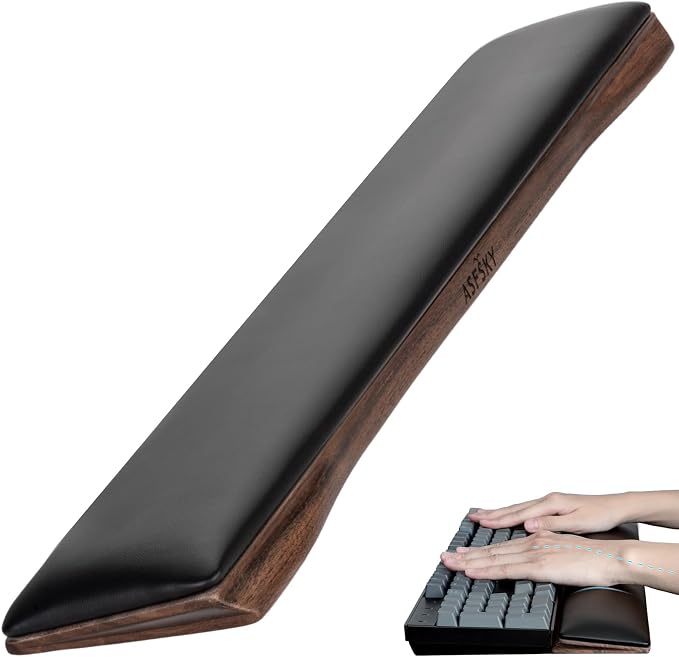 Keyboard Wrist Rest with Memory Foam Anti-Slip Rubber Base Ergonomic Wooden by ASFSKY