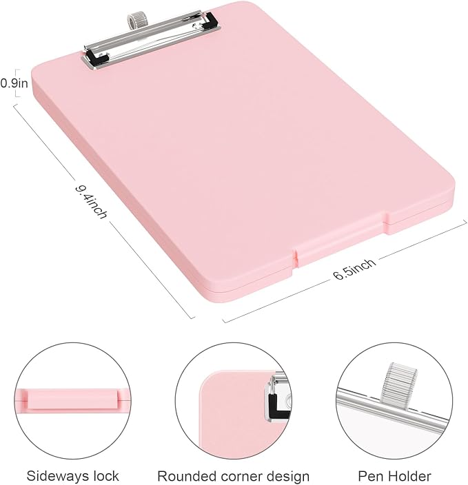 Piasoenc Small Clipboard with Storage, Clip Board with Pen Holder, School & - Image 2