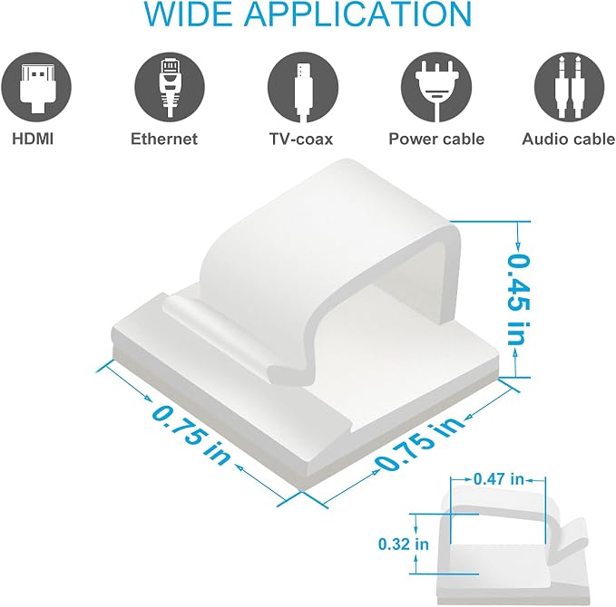 120 PCS Cable Clips White, Upgraded Adhesive Wire Clips - Image 5