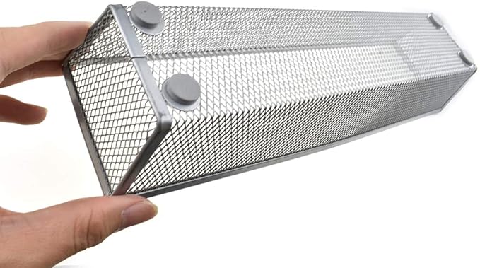 HAHIYO Stackable Mesh Tray Cup 12 x 3 x 2 inches Sturdy Container for Desk Drawer Organizer Collection for Home Office School kitchen Soft Foam Feet No Sharp Edges 2 Pack Silver-DeskLoop Office