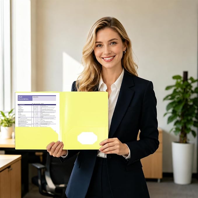 Yellow Folders with Pockets 7 Pack, 2 Pocket Folders Fit Letter Size 8.5x11 - Image 7