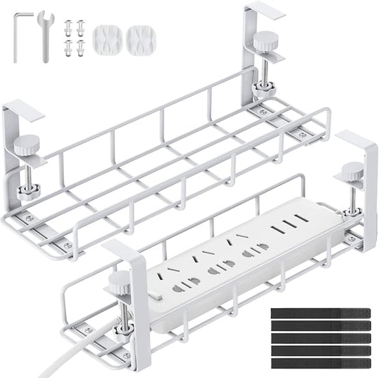 Under Desk Cable Management Tray, 31.5'' No Drill Steel Cable Tray Organizers by REFLYING