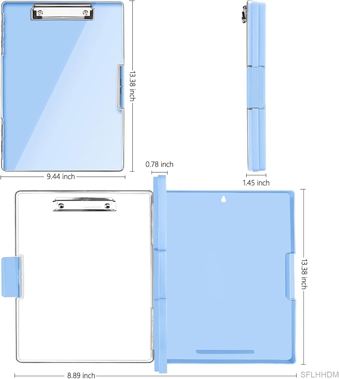 SFLHHDM Clipboard with Storage, Heavy Duty Clip Boards 8.5x11 with 2 Storage - Image 2