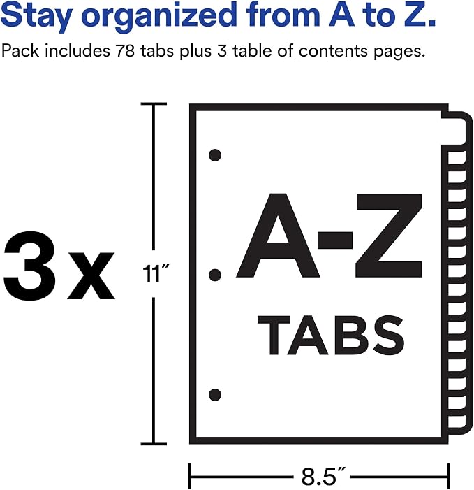 Avery A-Z Dividers for 3 Ring Binders, 26 Tabs per Set, Customizable Table of - Image 4