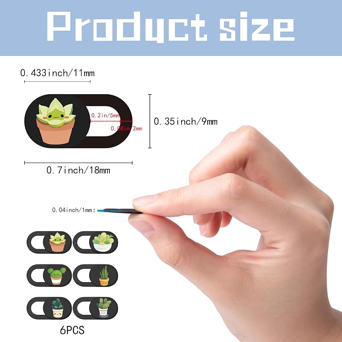 6Pcs Webcam Camera Covers Phone Camera Cover Slide Plants Pattern Privacy - Image 2